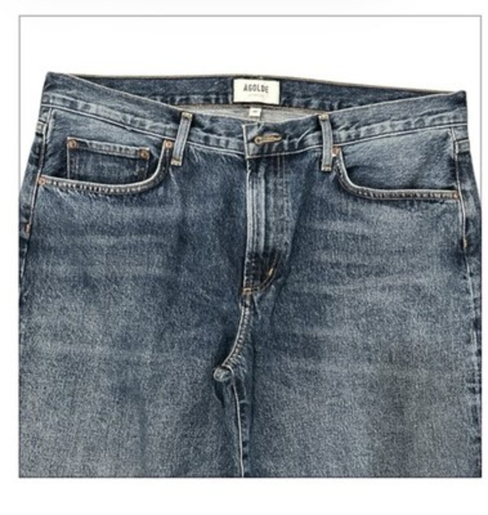 Agolde Arc Wide-Leg Denim Jeans Short Wave Dark Indigo Size 32 - Picture 3 of 9
